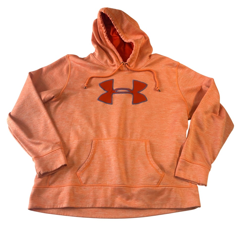 Under Armour Storm 1 Hoodie Orange Heathered Logo Sweatshirt Women Large